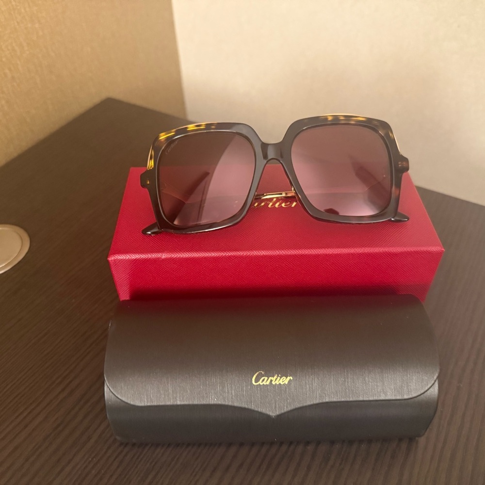Cartier Brown Sunglasses with Gold Hardware